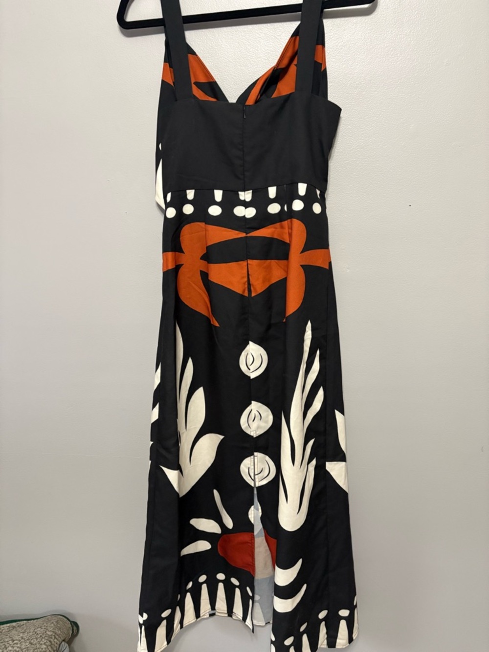 Commense Black Midi Dress with Orange and Cream Graphic Print - Picture 8 of 8